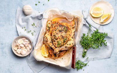 Thyme lemon and garlic roast chicken
